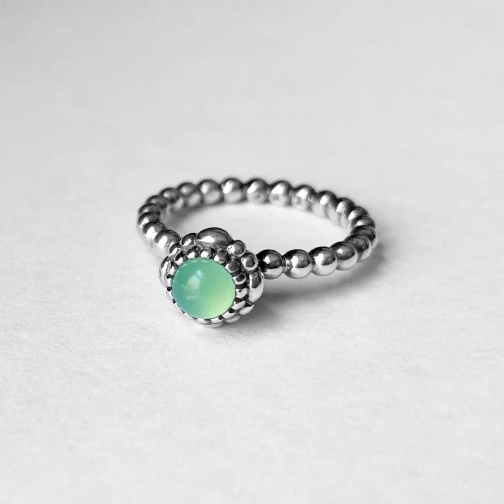 PANDORA Sterling Silver Chrysoprase May Birthday Blooms Ring